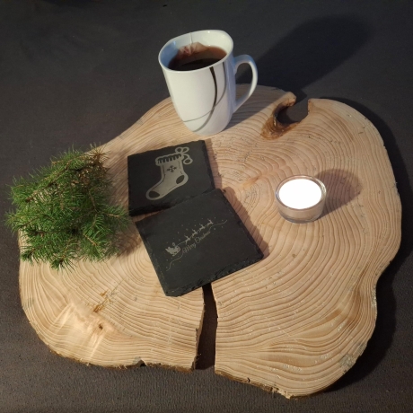 Weihnachtliche Schiefer Untersetzer - 6er Set