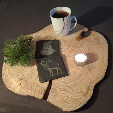 Weihnachtliche Schiefer Untersetzer - 6er Set