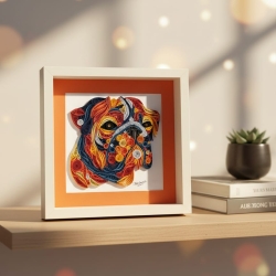 Hundebild - Bulldogge - Quilling Technik - Unikat