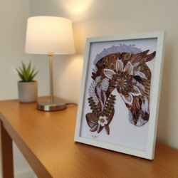 Pferdekopf - Pferd - Pferdebild- Quilling Technik - Unikat