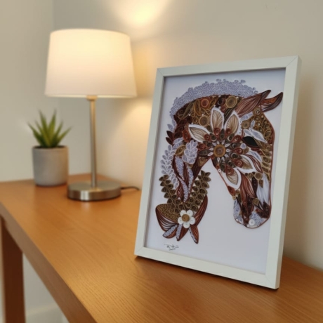 Pferdekopf - Pferd - Pferdebild- Quilling Technik - Unikat