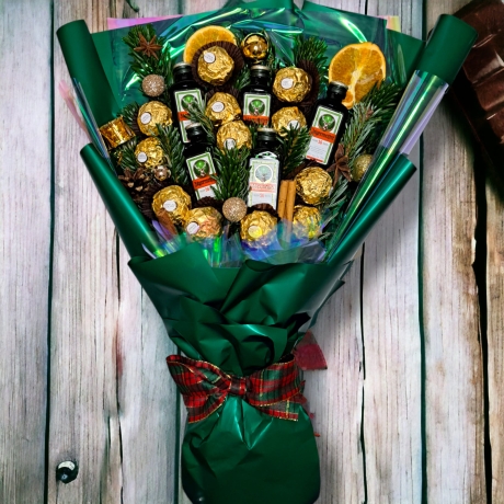 Essbarer Strauß mit Jägermeister & Schokolade– Weihnachtsgeschenk