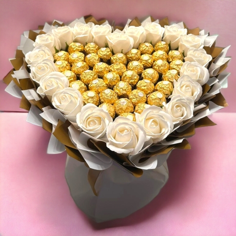 Essbarer Blumenstrauß - Gold Love mit Ferrero Rocher