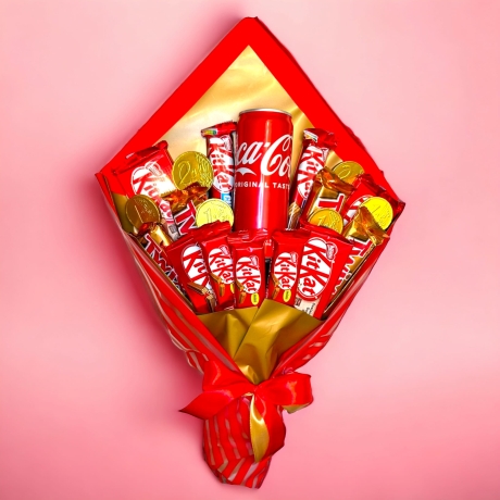 Essbarer Blumenstrauß - CocaCola, Kit-Kat, Twix