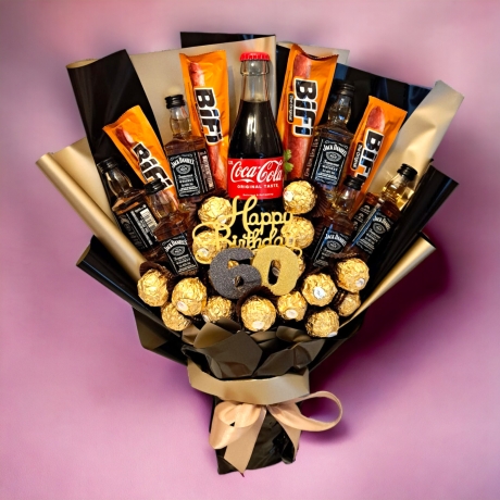 Essbarer Blumenstrauß Jack Daniel's &Coca-Cola –Geschenkset
