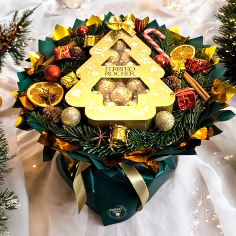 Weihnachtlicher Ferrero Rocher Strauß: Luxuriöse Geschenkidee