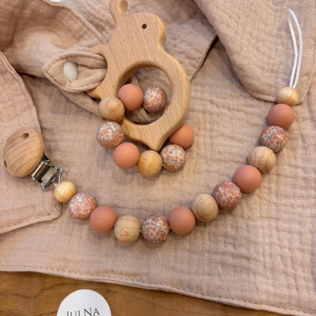 Schnullerkette | Greifling mit Musselintuch | Schmusetuch | SET 