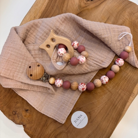 Schnullerkette | Greifling mit Musselintuch | Schmusetuch | SET 