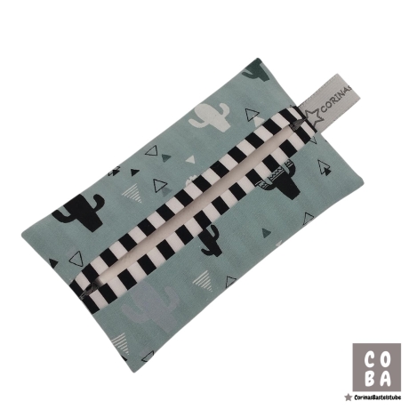 Tatüta Taschentüchertasche mint mit Kakteen aus Baumwolle