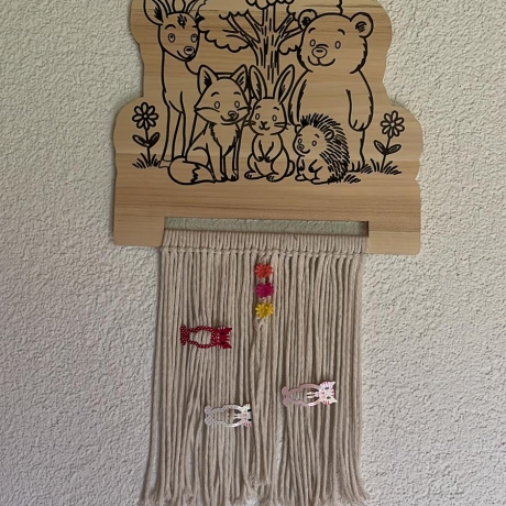 Wildtiere Motiv Halter Erlenholz für Haarspangen und Klammern 