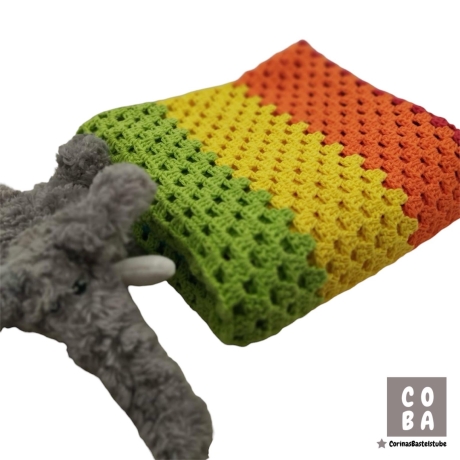 Regenbogen Babydecke gehäkelt – 100% Baumwolle – 65x83 cm 