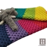 Regenbogen Babydecke gehäkelt – 100% Baumwolle – 65x83 cm 