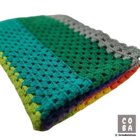 Regenbogen Babydecke gehäkelt – 100% Baumwolle – 65x83 cm 