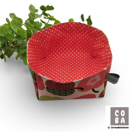 Stoffkörbchen Retro Äpfel Ideal als Osternest verstärkt dekorativ