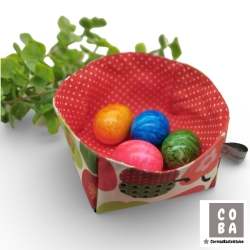 Stoffkörbchen Retro Äpfel Ideal als Osternest verstärkt dekorativ