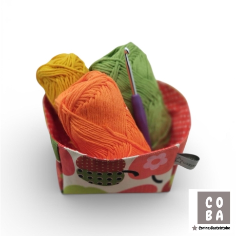 Stoffkörbchen Retro Äpfel Ideal als Osternest verstärkt dekorativ