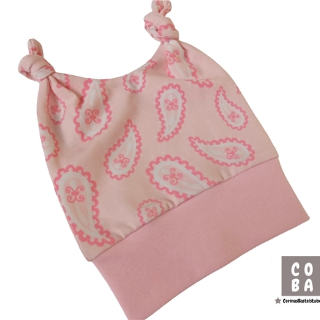 Geschenk zur Geburt Babyset Paisly rosa  Hose & Mütze 62/68