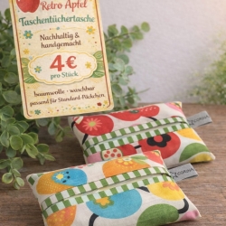 Retro Apfel Taschentüchertasche Vintage Tatüta Hülle Baumwolle
