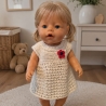 Handgestricktes Babykleidchen / Babybluse ca. Größe 68 – Creme