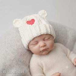 Gehäkelte Babymütze in Creme – weich & liebevoll gefertigt