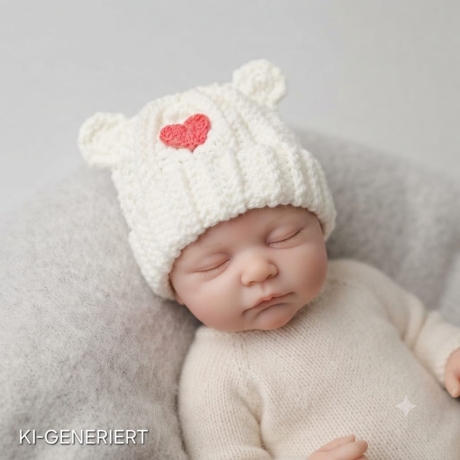 Gehäkelte Babymütze in Creme – weich & liebevoll gefertigt