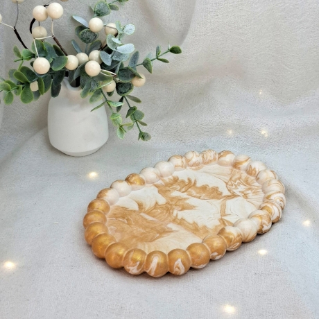 Beige-Golden marmoriertes Tablett 