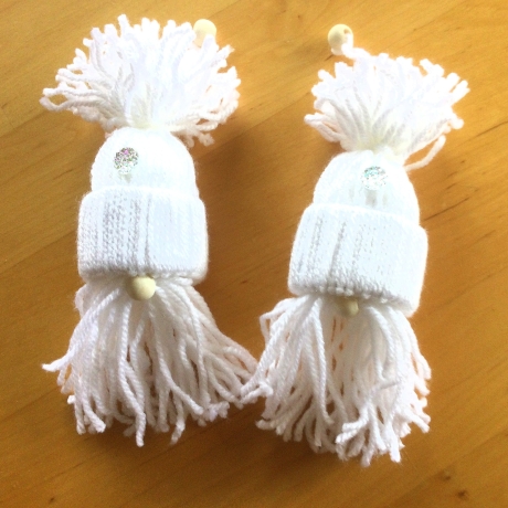 Weihnachtswichtel Gnome 2er Set in weiß handgemacht von Hobbyhaus