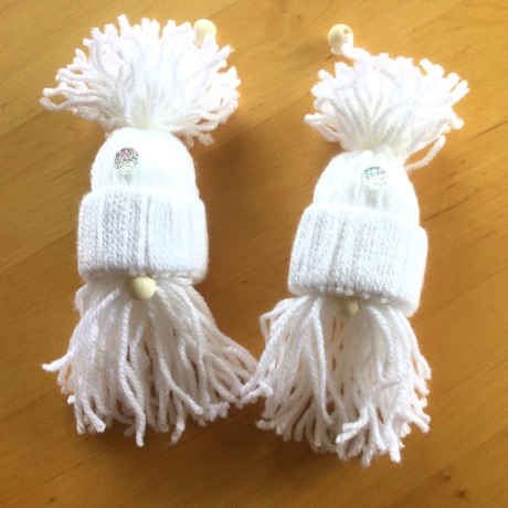 Weihnachtswichtel Gnome 2er Set in weiß handgemacht von Hobbyhaus