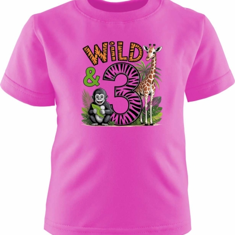 Kinder Kurzarm T-Shirt bedruckt mit WILD 3