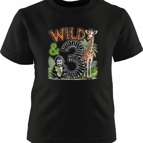 Kinder Kurzarm T-Shirt bedruckt mit WILD 3