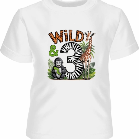 Kinder Kurzarm T-Shirt bedruckt mit WILD 3