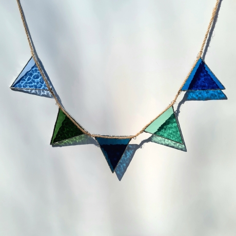 Wimpelkette Blau/Grün Tiffany-Glaskunst
