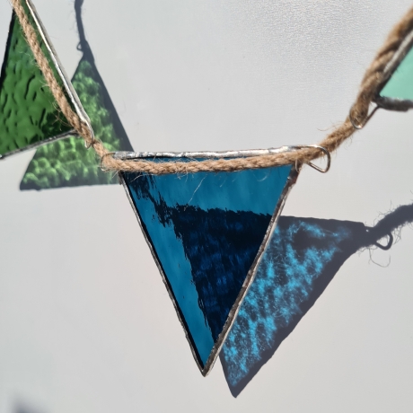 Wimpelkette Blau/Grün Tiffany-Glaskunst