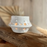 Handgemachte Keramik - getöpfertes Windlicht weiß mit Muster