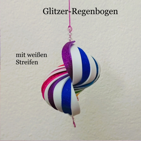 Windspiel basteln Kinder-Bastelset, 3x Glitzer-Regenbogen Mobile