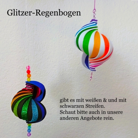 Windspiel basteln Kinder-Bastelset, 3x Glitzer-Regenbogen Mobile