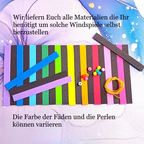 Windspiel basteln Kinder-Bastelset, 3x Regenbogen Wind-Mobile 