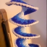Windspiel gehäkelt Windspirale Windspinner Blau-Weiß 110cm