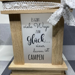 Holzlaterne Camping Wohnwagen in Eiche