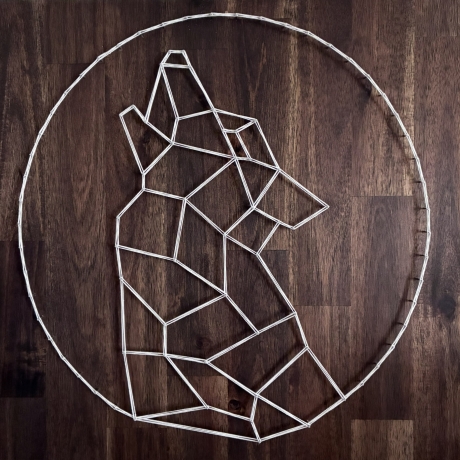 Fadenbild Wolf, 40 x 40 cm