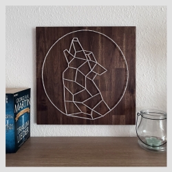 Fadenbild Wolf, 40 x 40 cm