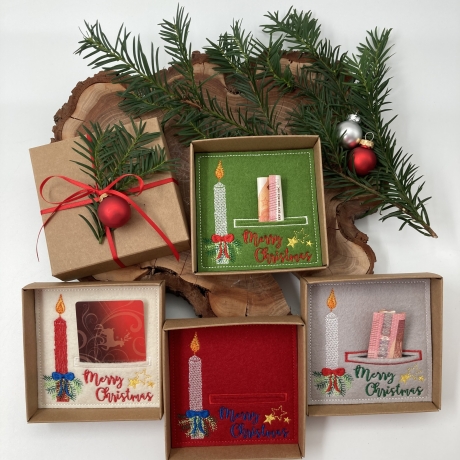 Stickdatei Weihnachten SET Wunscherfüller Kerze Serviettenhalter