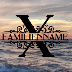 Aufkleber Monogramm X mit Familiennamen