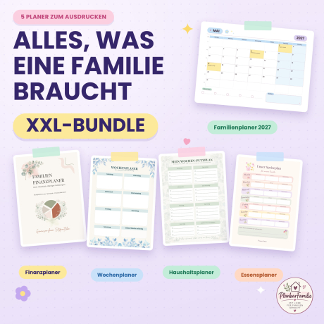 Familienplaner Bundle 2027: 5 Planer zum Ausdrucken, PDF