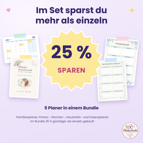 Familienplaner Bundle 2027: 5 Planer zum Ausdrucken, PDF
