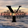 Aufkleber Monogramm Y mit Familiennamen