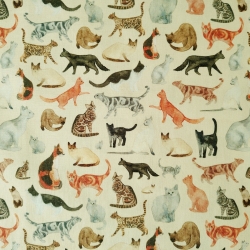 Digitalstoff York Katzen beige