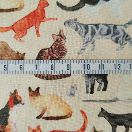 Digitalstoff York Katzen beige
