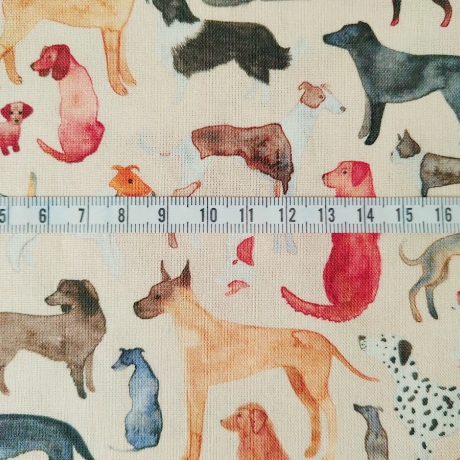 Digitalstoff York Hunde beige/braun