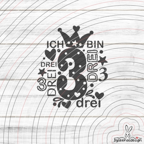 Zahl 3 Plotterdatei SVG DXF 